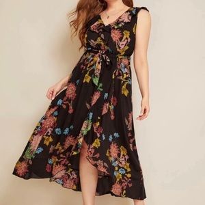 Floral Ruffle Wrap Dress